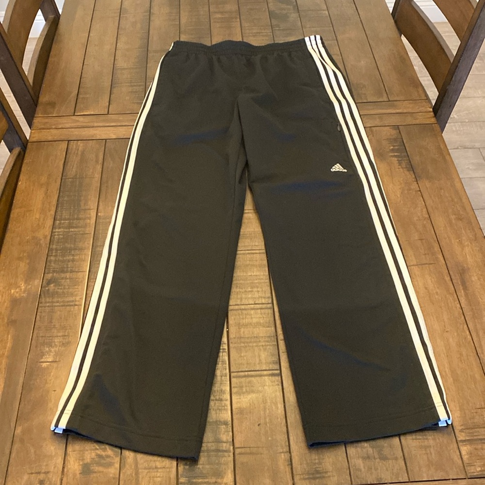 adidas Black Track Pants with White Three-Stripe